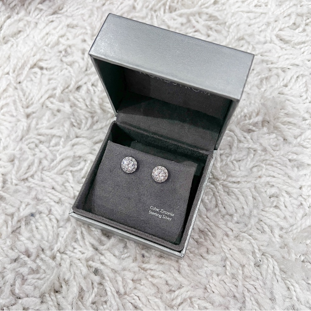 Nordstrom pave cubic zirconia earrings plated in platinum